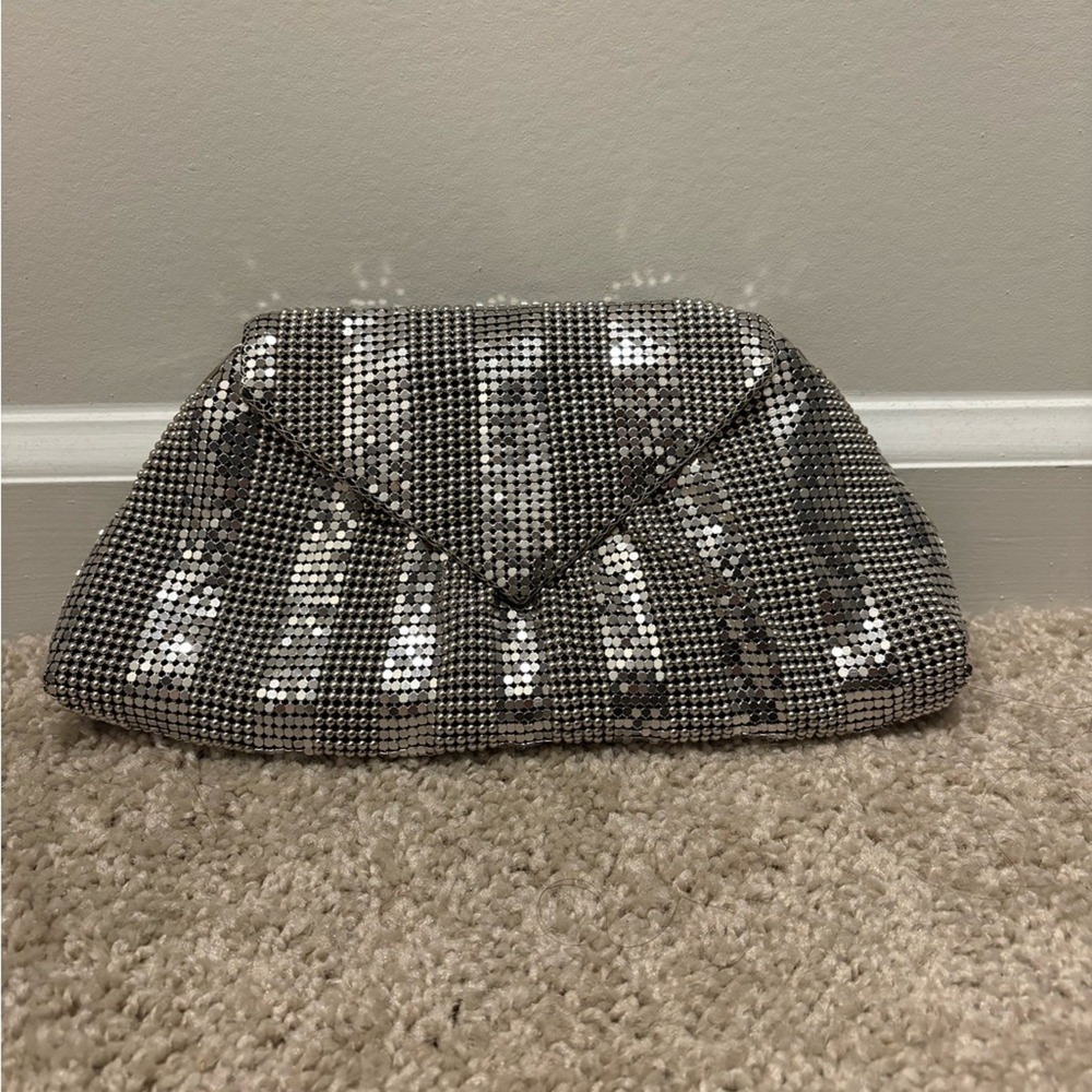 Vintage Y2K Silver Clutch Bag by BCBG Formal or Wedding Guest Ready
